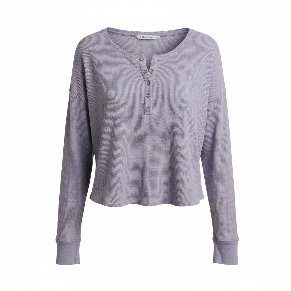 Hollister Women's Purple Long Sleeve Henley Top